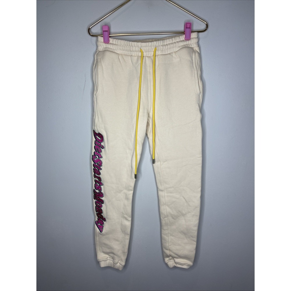 New Men Diet Starts Monday Yellow‎ Cotton Jogger Sweatpant Small S
